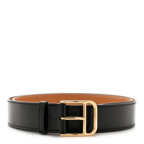 HERMES Box 135 Romain 35 Belt 90 36 Gold Black.